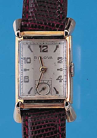 BULOVA Herrenarmbanduhr, Ref.-Nr. 8087358, USA um 1949, GG-filled, Boden gedr., Konkav- gl., Orig.-Blatt, l. fl., kl. Sek. vert., ...