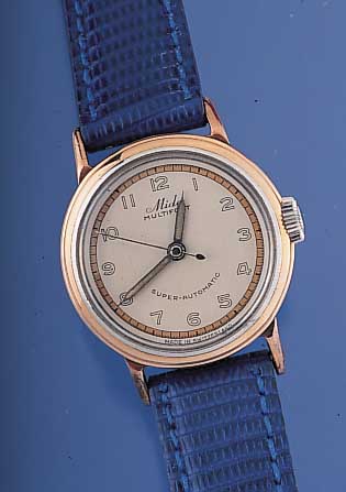 MIDO Herrenarmbanduhr Modell Multifort, Ref.-Nr. 220, Schweiz um 1948, Edelst./Massiv-RG, Boden geschr., bei Fertigst. wasserd., Blatt rest., ...