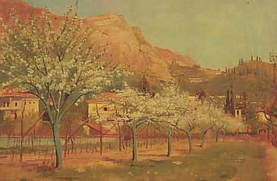 STOCK, FRANZ, GEB. 1896 BERLIN, FRüHLINGS- LANDSCHAFT BEI ARCO AM GARDASEE, ÖL/LWD, RE. U. SIGN., CA. 41 X 50 CM, R.