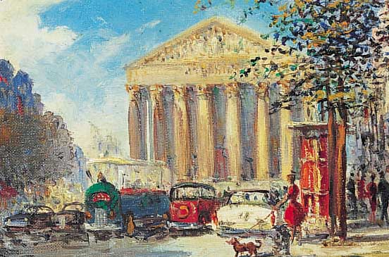 Gerrier, G., frz. Maler, 50er Jahre, Paris, Rue Royale an der Madeleine, Öl/Lwd, li. u. sign., ca. 19,5 x 24 cm, R.
