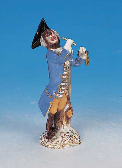 FIGUR AUS DER AFFENKAPELLE, MEISSEN, UM 1880-90, PORZELLAN, TRIANGELSPIELER, BUNT BEMALT, TRIANGEL REST., H. CA. 14,5 CM