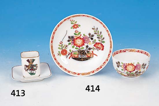 TASSE MIT UNTERTASSE, MEISSEN, UM 1790, PORZELLAN, KAKIEMONDEKOR, UNTERTASSE MIT CHIP AM RAND, H. CA. 4.5 CM