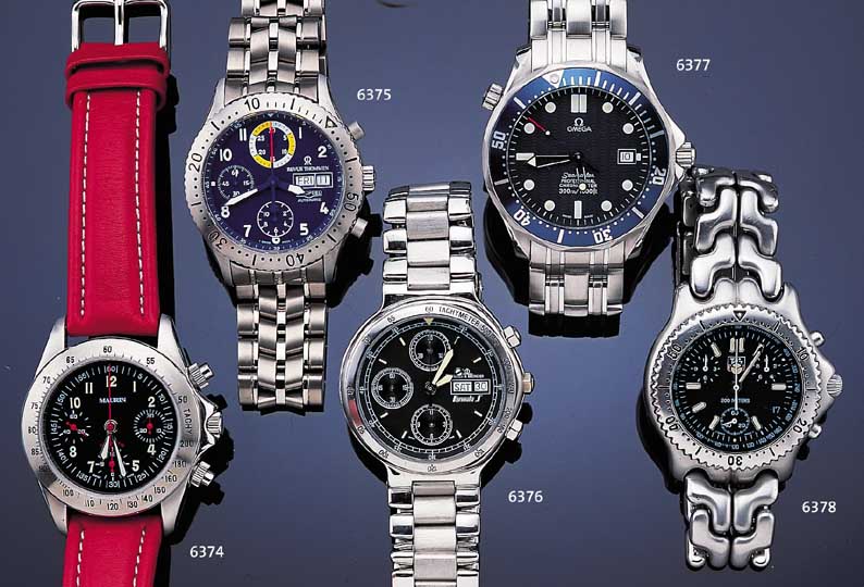 MAURIN AUTOMATIKCHRONOGRAPH, REF.-NR. 46/766/2, SCHWEIZ UM 1998, EDELST. TEILW. MAT-T., TEILW. POL., BEIDS. MINERALFLACHVERGL., SCHW. ...