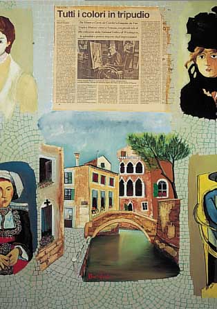 BARTOLINI, LUCIANO, GEB. 1948 FIESOLE, LEBT IN FLORENZ UND MAILAND, ZAHLREICHE AUSSTEL- LUNGEN, HIER: DONNE DI ARTISTI, ÖL/LWD COLLA- GIERT, ...