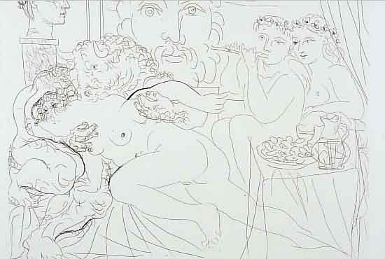 PICASSO, PABLO, 1881-1973, MINOTAURE CARES- SANT UNE FEMME, RADIERUNG (NACHDRUCK) AUS DER SUITE VOLLARD VON 1933, AUF BüTTEN VON RICHARDDE BAS, CA. ...