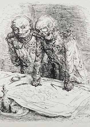 Weber, A. Paul, 1893-1980, Tod und General, Lithographie auf Bütten, re.u. Stempelsignaturrückseitig Nachlaßstempel mit der Signatur vonChristian ...