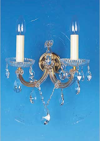 Wandlampen, Italien, 50er Jahre, mit Glasgehänge, je zwei Brennstellen, neu elektrifiziert, 24 x 28 cm