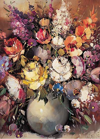 Peters, H., um 1900, Stilleben mit Blumenstrauß und Salzstreuer, Öl/Lwd., signiert, 50 x 40 cm