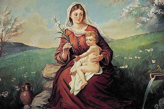 Ziegler oder ähnlich, 40er Jahre, Madonna mit Kind, Öl/Lwd., unfachmännisch auf Platte aufgezogen dabei Ränder des Bildes ...