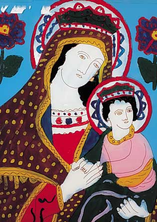 Hinterglasbild, Rumänien, nach 1900, bemalt, alter Rahmen, 43 x33 cm