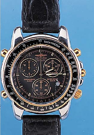 SECTOR Armbanduhr Chronograph/Alarm Modell ADV1000, Ref.-Nr. 1851913075, Schweiz um 1995, Edelst. pol., Drücker, Krone sow. Lünet-te ...