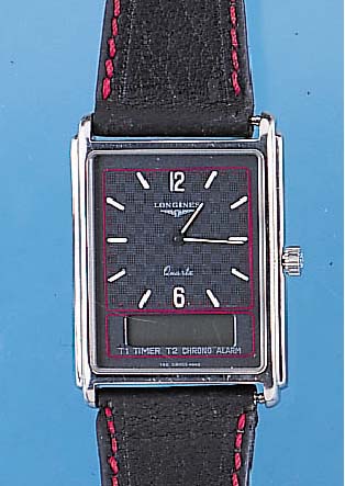 LONGINES Herrenarmbanduhr Modell Jet Collec- tion, Ref.-Nr. 21619458, Schweiz um 1988, Edelst., Boden gedr., Mineralflachgl., Multi- fkt., ...