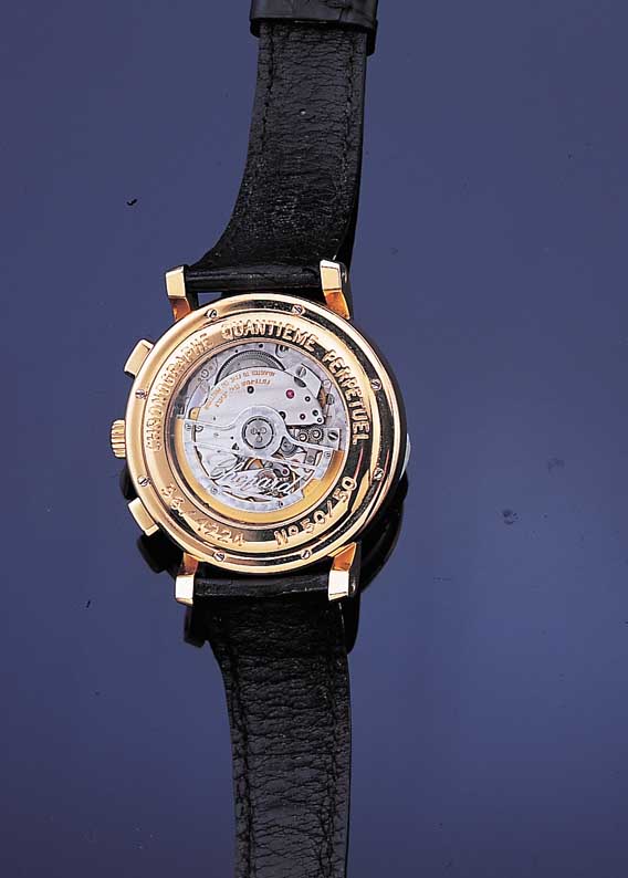 Chopard Herrenarmbanduhr Chronograph, EwigerKalender, Automatik, RG 750/000 incl. Leder- band m. orig. Dornchließe, limitiert auf 50 Stck, hier ...