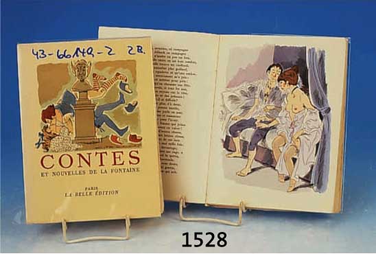 JEAN DE LA FONTAINE: CONTES ET NOUVELLES DE LA FONTAINE, PARIS, LA BELLE EDITION 40/50ER J., BUNTE GRAVUREN V. GASTON BARRET, EROTISCHE DARST., CA. ...