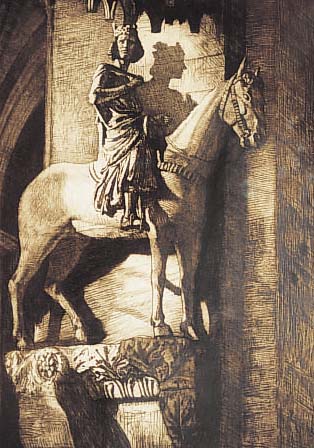 Graf, Oskar, zwei Graphiken, 1 x Heliogravure, Heidelberg mit Schloß, und 1 x Bamberger Reiter, Radierung, beide ...