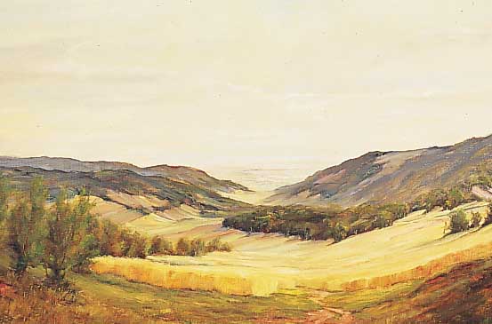 Corell, Pfälzer Maler aus Haßloch, Blick vomDonnersberg, 50er Jahre, Öl/Lwd, sign., ca. 62 x 80 cm, R.