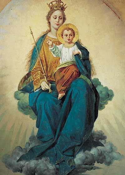 Unbekannter Künstler, wohl Schüler von Pflug, Mitte 19. Jh., Madonna mit Kind, Öl/lwd., leichte Altersschäden, Jugendstilrahmen, 71 x 50 ...
