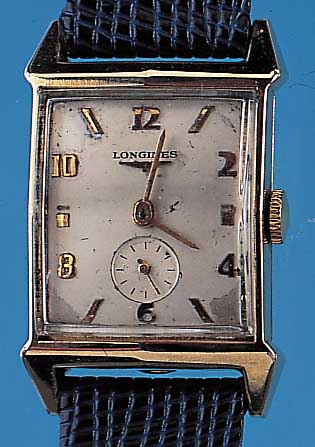 LONGINES Herrenarmbanduhr, GG-filled, Rectang.-Form, Bod. aufgedr., 2-fläch. Konkavgl., Orig.-Blatt vers., zum Rand zu l. ...