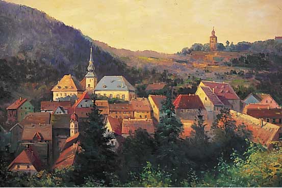 Blätter, A., Deutscher Landschafts- und Städtemaler, Anfang 20. Jh., Bad Berneck in Oberfranken, Öl/Lwd., sign., rückseitig be-titelt, ...