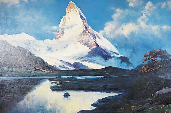 Blätter, A., Deutscher Städtemaler- und Land- schaftsmaler, Anfang 20. Jh., Das Matterhornim Sonnenlicht, ÖL/Lwd., sign., 70 x 100 cm