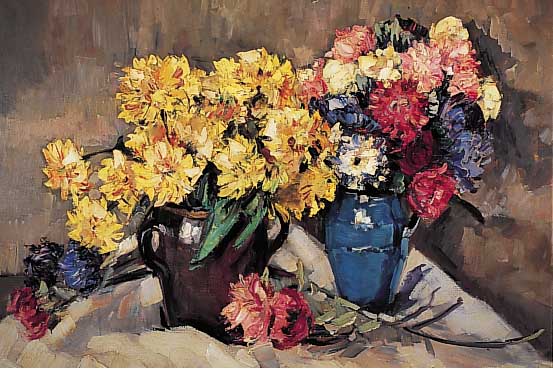 Gleissner, Hans, Berliner Künstler der 1. Hälfte d. 20. Jh., Prachtvolles Blumenstille- ben, Öl/Lwd., sign., 69 x 98 cm, R.