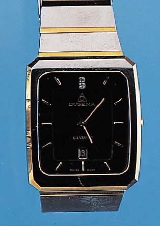 DUGENA HERRENARMBANDUHR CANDINO, REF.-NR. 81210081, SCHWEIZ UM 1996, METALL HARTVERCHR.,TEILW. VERG., METALLBAND M. DOPPELTER UNSICHT-BARER ...