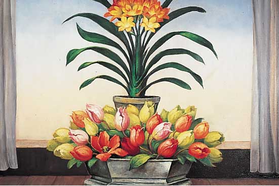 Osbeck, Blumenmaler 1. Hälfte 20. Jh., Stil-leben mit Tulpen am Fenster, Öl/Lwd. (sorg. rest.), sign., 61 x 81 cm, R.