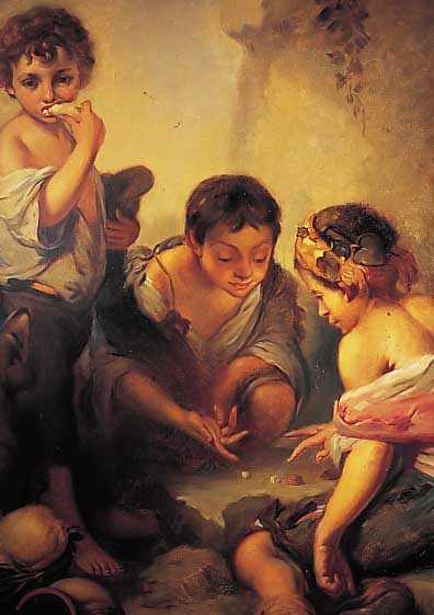 Unbek. Künstler des 19. Jh., qualitätvolle Kopie nach Murillo, Hier: Die Würfelspieler, nach dem Original in der Münchner Pinakothek, ...