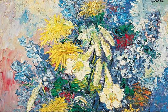 Wahl, Künstler der 2. Hälfte d. 20. Jh., Blumenstilleben, Öl/Lwd., sign., 70 x 60 cm, R.