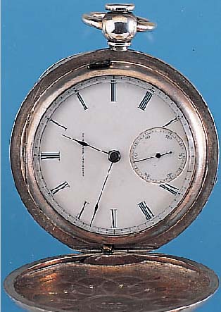 NATIONAL WATCH Co. Herrentaschenuhr Savonette, Ref.-Nr. J15, USA um 1874, Münzsilber, schwere Gesamtausf., Schlüsselaufzug, zwei- teil. ...