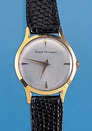 GIRARD PERREGAUX Damenarmbanduhr, Ref.-Nr. 71390484, Schweiz um 1962, GG 750/000, Boden gedr., außer Lederband u. rest. Blatt Orig.- Zustand, 17 ...