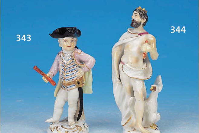 Porzellanskulptur, Meissen, um 1745/50, allegorische Darstellung, Zeus, Kändlermodell,restauriert, H. 11.5 cm