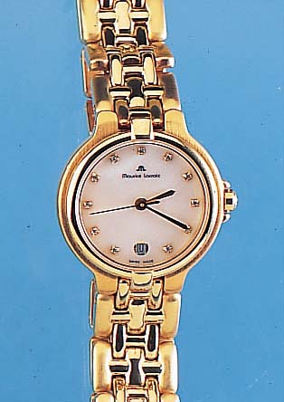 MAURICE LACROIX Damenarmbanduhr, Ref.-Nr. 79630/13937, Schweiz 1999, Golddouble, High- Tech-Quartzwerk m. Zentralsek. u. Datum, Std.-Zeichen m. ...