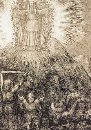 Fuchs, Ernst, Prof., geb. 1930, Samson auf dem Fels Etam, Radierung, re. u. handsign.ca. 31 x 24 cm