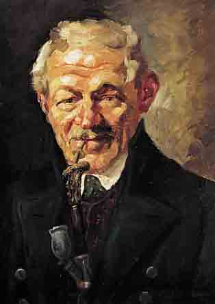 GöTZ-RäCKNITZ, PAUL, 1873 RäCKNITZ-1952 MüNCHEN, PORTRäT EINES PFEIFENRAUCHERS, ÖL/ MALKARTON, RE. U. SIGN., CA. 50 X 40 CM, R. ...