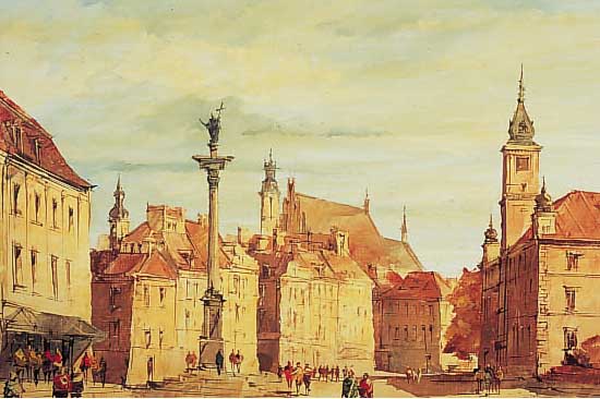 Kotarski, M., zeitgen. polnischer Maler, Blick auf den Siegesplatz von Warschau (Alt- stadt), Öl/Lwd, re. u. sign. und dat. 1984, ca. 47 x 79 ...