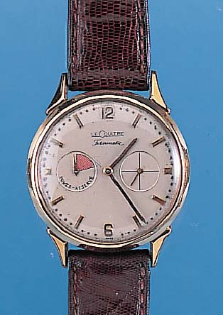 LE COULTRE Herrenarmbanduhr Futurmatic, Schweiz/USA um 1952, GG-Filled, vers. Blatt, Boden gedr., Gangreserveanz. d. Zeiger bei 9, k. Sek. bei ...