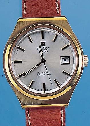 TISSOT Herrenarmbanduhr Seastar, Ref.-Nr. 44661-1X, Schweiz um 1965, Metall hartverg., Edelst.-Schr.-Boden, Zentralsek., Datum, Zen- tralrotor, ...