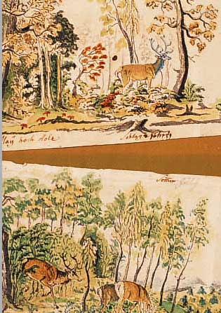 ZUSCHR.: RIDINGER, UM 1730/40, ZWEI SKIZZEN, AQUARELLIERTE TUSCHEZEICHNUNGEN,MAIBOCK IN WALDLANDSCHAFT UND ROTWILD IM WALD, ...