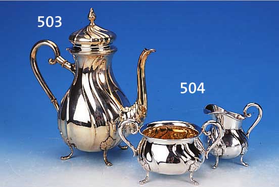 KAFFEEKANNE, MICHEL DäNEMARK, UM 1925, HOFLIEFERANT, SILBER, H. 28 CM