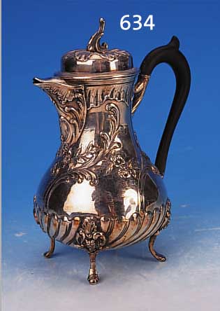 KANNE, PARIS, UM 1870, SILBER, ROKOKOSTIL, HOLZGRIFF, H. 19 CM