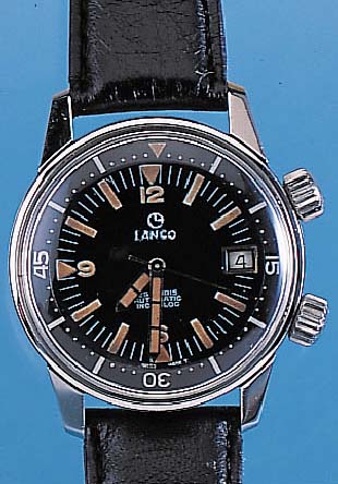 LANCO HERRENARMBANDUHR, REF.-NR. 35066, SCHWEIZ UM 1969, EDELST., BODEN GESCHR., BEI FERTIGST. WASSERGESCH., TAUCHERUHREIGENSCHAF- TEN, ...