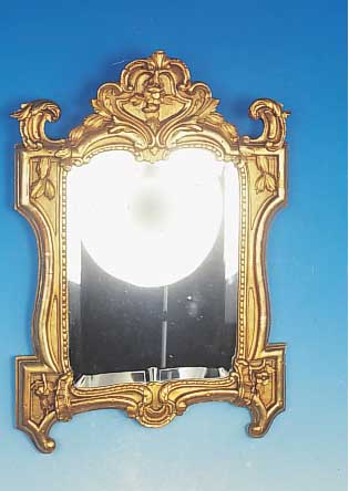 Wandspiegel, Frankreich, um 1890, Holz geschnitzt und vergoldet, facett. Spiegelglas, ca. 72 x 50 cm