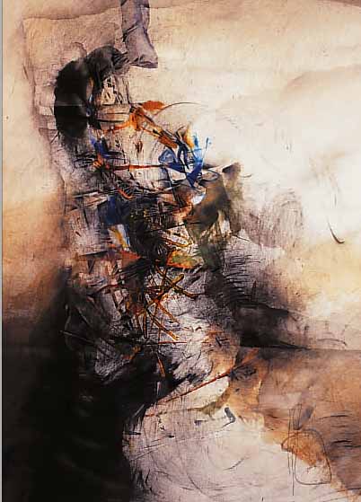 BRANDSTäTTER, KARL, BLAUE ECKE, GOUACHE AUF PAPIER, RE. U. BETITELT, HANDSIGN. UND DAT. 1984, CA. 76 X 57 CM
