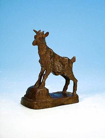 Bronzefigur, sign. F. Keith, um 1910, Bildgiesserei Kraas Berlin, stehende Ziege, H. ca. 12 cm