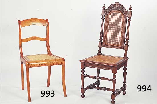 Biedermeierstuhl, deutsch, um 1830/40, Birke massiv, neu geflochten, poliert, H.85/44 cm