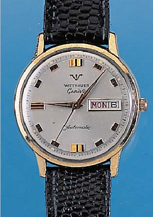Konvolut: 2 WITTNAUER Herrenarmbanduhren, beide Automatik m. Zentralsek., beide Metall m. GG-Auflage, Schweiz für den US-Markt um 1962, 1x m. ...