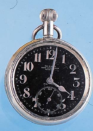 ELECTA Militärtaschenuhr Mark V, Schweiz/ England um 1940, Nickel, Boden m. Registratur-grav. für die brit. Armee, schw. Kontrastzif- ferbl., ...