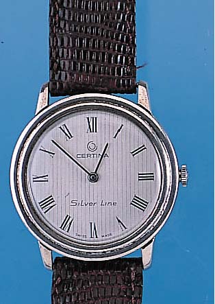 CERTINA Herrenarmbanduhr Silverline, Ref.- Nr. 408/3721/59, Schweiz um 1964, 925er Silberselten, Boden u. Glasr. gedr., guill. u. ...