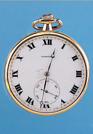 LONGINES Herrentaschenuhr Lepine, Ref.-Nr. 3649749, Schweiz um 1917, GG 750/000, Geh. 3-teilig, Bodenscharnier, Glasrand gedr., Emailbl. ...